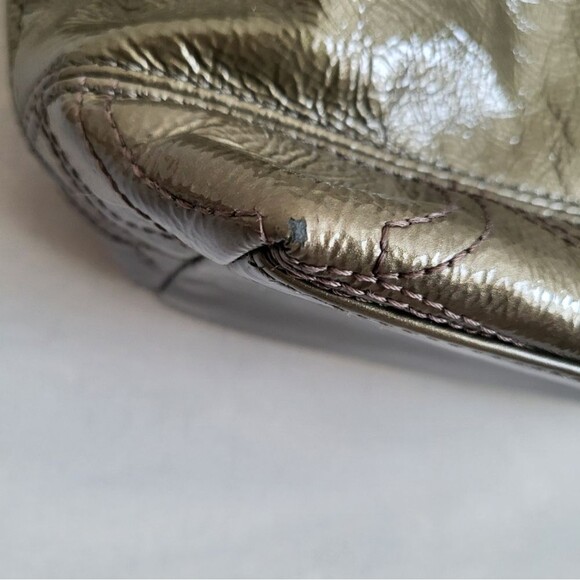 Coach Patent Leather Stitched C Tote Shoulder Bag Purse F15142 13 x 9.5 - Picture 6 of 16